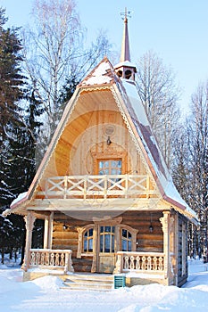 The house in the winter wood