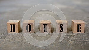 HOUSE word made with building blocks