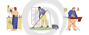 House work or home cleaning, vector cliparts.