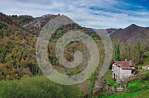 House at Xonxerra village, Redes Natural park and Biosphere Reserve, Asturias, Spain photo