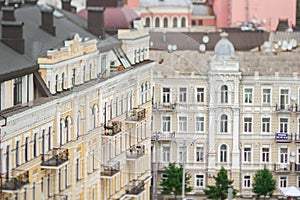 House yellow brown tilt-shift roof