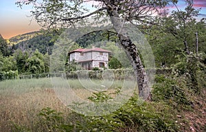 House in Zarouchla village. Achaia, Greece. Mountainous landscapes at winter