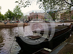 Houseboat on Amsterdam canal