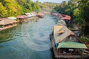 The houseboat and floating restaurant at Sai Yok Yai waterfall