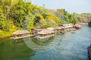 The houseboat and floating restaurant at Sai Yok Yai waterfall
