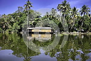 A houseboat gently floating in a state named Kerala