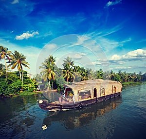 Houseboat on Kerala backwaters, India