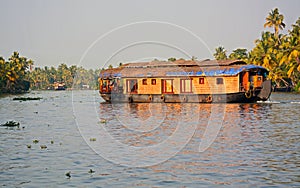 Houseboat `Ketuvallam` on Kerala backwaters. India
