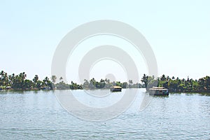 Houseboats in Backwaters in Kerala, India