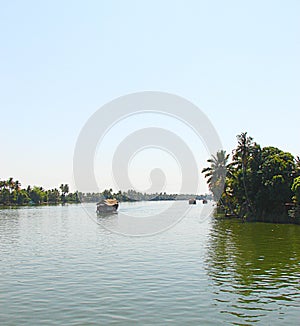 Houseboats in Backwaters in Kerala, India