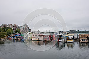 Houseboats at marina, Victoria, Canada