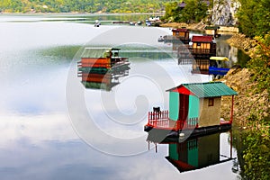 Houseboats of Perucac lake (Serbia) photo