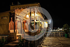 Houseboats Porches at night-Srinagar,Kashmir,India