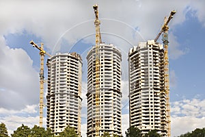 Housebuilding panoramic vew. New towers