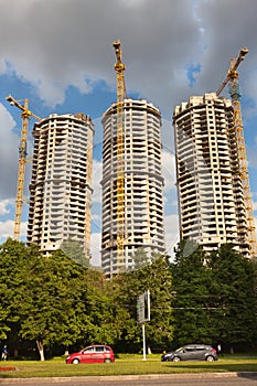 Housebuilding panoramic vew. New towers photo