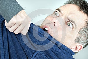 Housecoat Man In Physical Disagreement photo