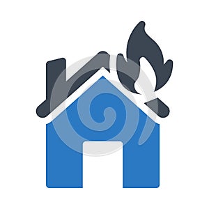 Housefire vector glyph color icon photo