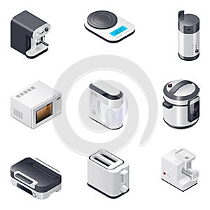 Household appliances detailed isometric icons set, part 2