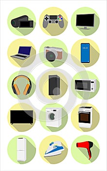 Household appliances and electronics, icon set.