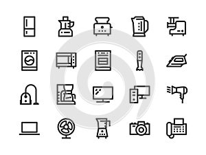 Household Appliances, Electronics Store Line Icon. Vector Illustration Flat style. Included Icons as Microwave Oven