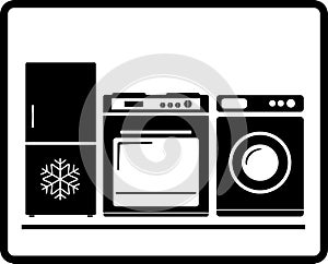 Household appliances - gas stove, refrigerator, wa photo