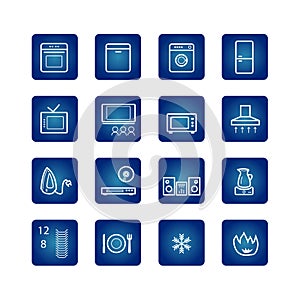 Household appliances icons set