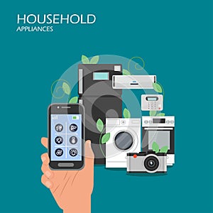 Household appliances vector flat style design illustration