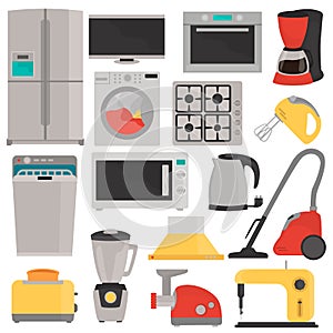 Household appliences color flat icons set