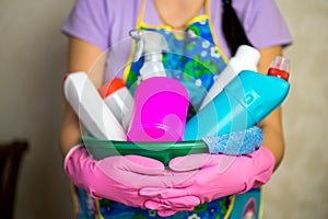 Household chemicals. The means for cleaning the house photo