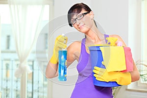 Household cleaning woman