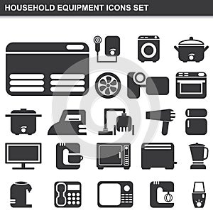 Household equipment icons set