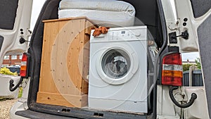 Household furniture packed into a van for Clearance