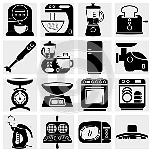 Household kitchen aplliance vector icons