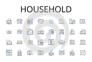 Household line icons collection. Domestic, Residential, Family-owned, Private, Homely, Personal, Inhabited vector and