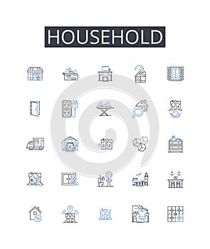 Household line icons collection. Planning, Coordination, Logistics, Rehearsal, Practice, Preparation, Organization