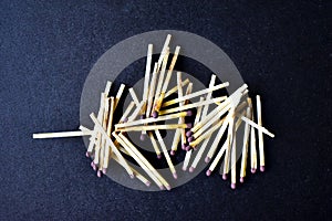 Household matches and boxes for lighting on a blue background photo