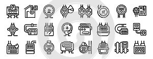 Household meters icons set outline vector. Indicator equipment