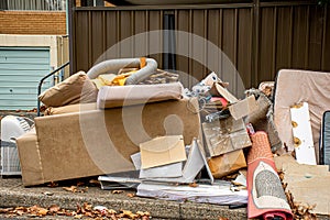 Household miscellaneous rubbish items put on curbside
