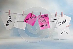 Household outgoings equation including bills and wages