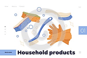 Household products for cleanness maintenance advertising landing page design website template