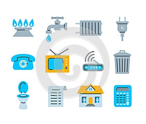 Household services utility payment bill flat icons photo