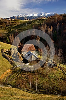 Household in a village in autumn