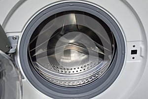 household washing machine with open loading door