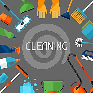 Housekeeping background with cleaning icons. Image can be used on advertising booklets