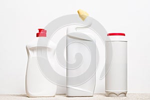 Housekeeping cleaning kit background copy space