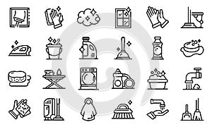 Housekeeping icons set, outline style