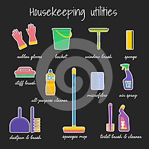 Housekeeping utilities vector set