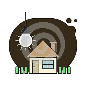 House and light bulb icon. Flat style.