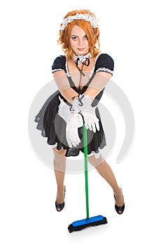 Housemaid with broom