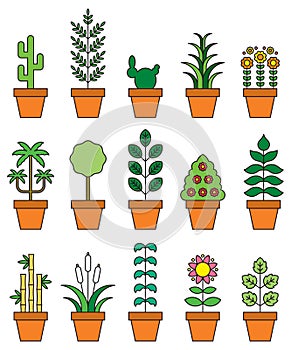 Houseplants icon set